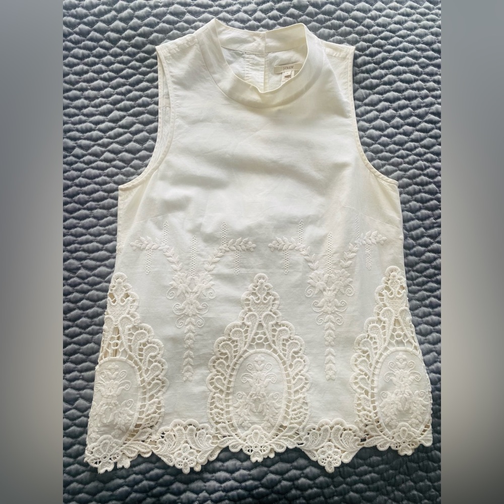 J Crew Ivory Lace Sleeveless Top
